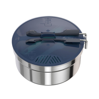 Quechua MH100 1.6 L Stainless Steel 2-Person Camping Cookset