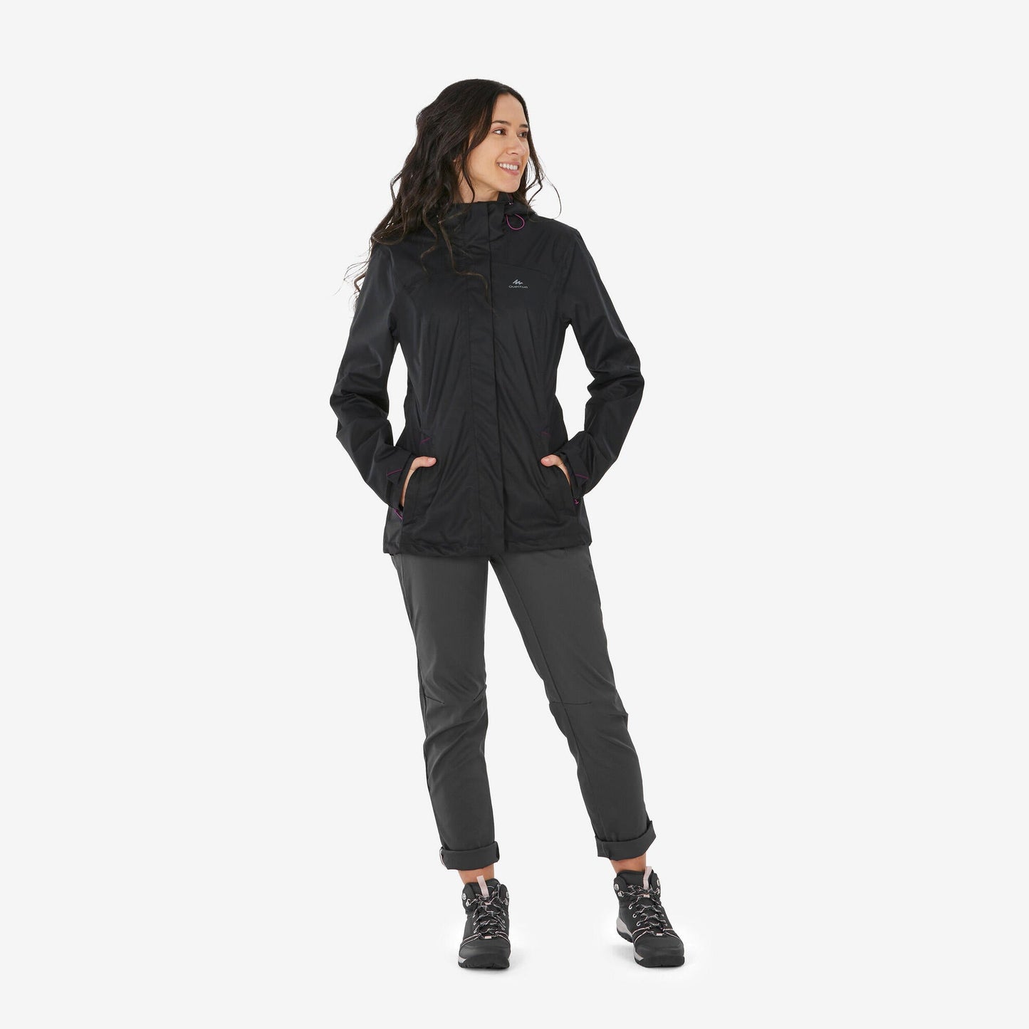 Quechua Women's MH100 Waterproof Hiking Rain Jacket