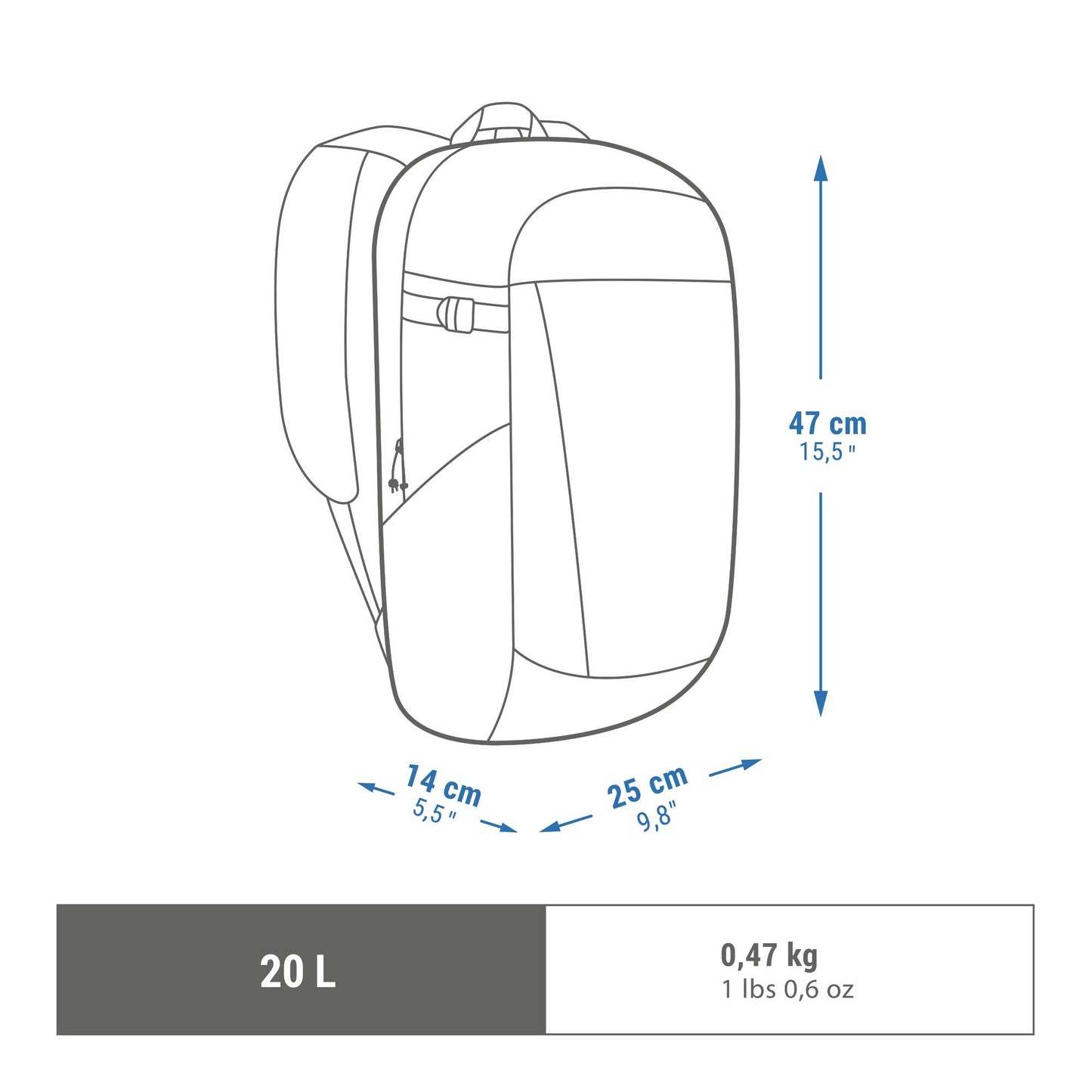 Quechua NH100 Arpenaz 20 L Hiking Backpack