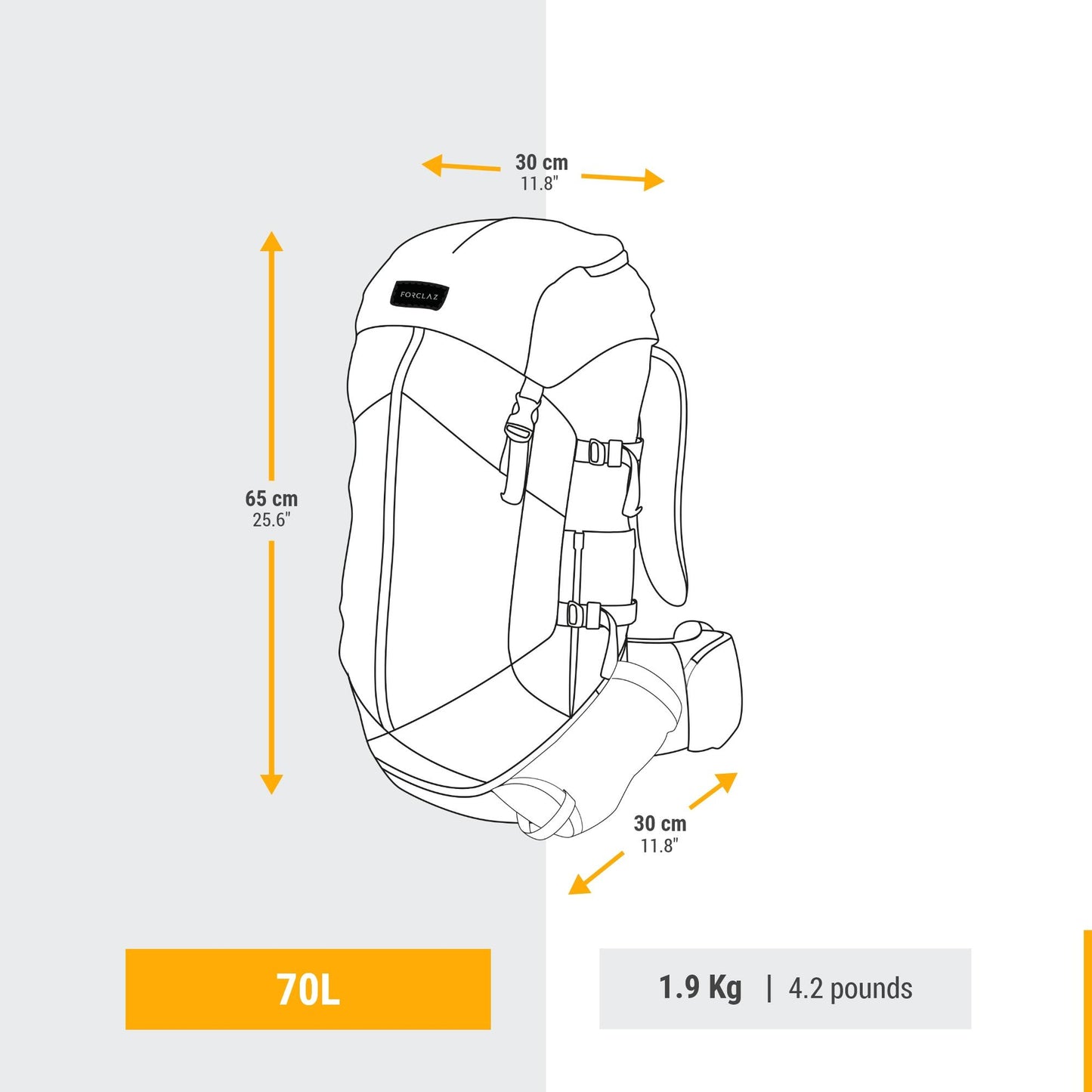 Simond  Men's MT100 Easyfit 70L Backpacking Pack