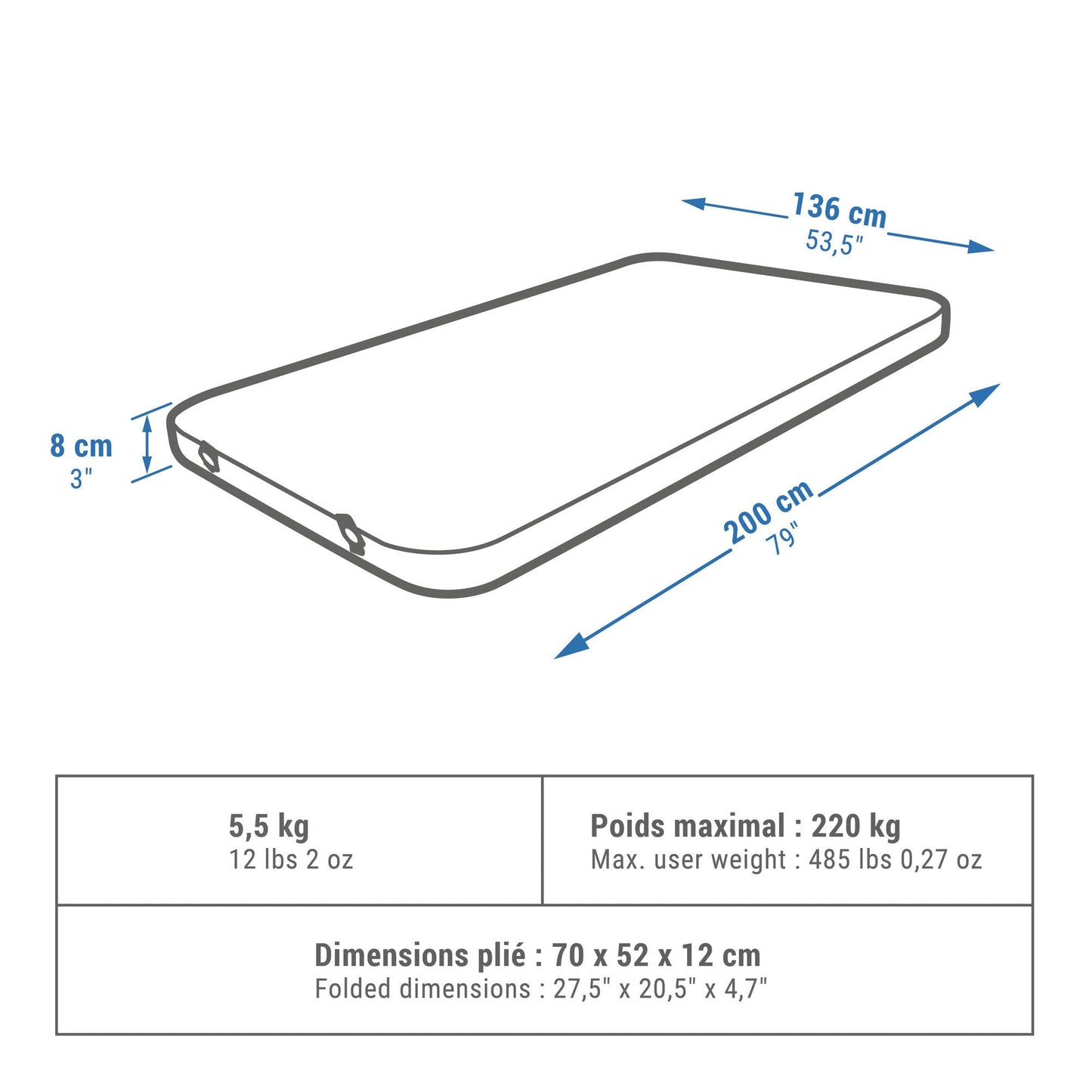 Quechua Ultimate Comfort Self-Inflating Mattress - 2 Person