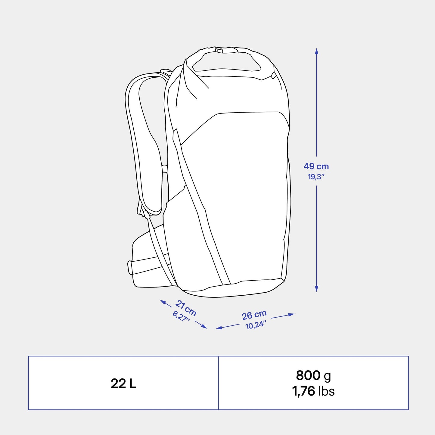 Quechua MH500 22L Lightweight Hiking Backpack