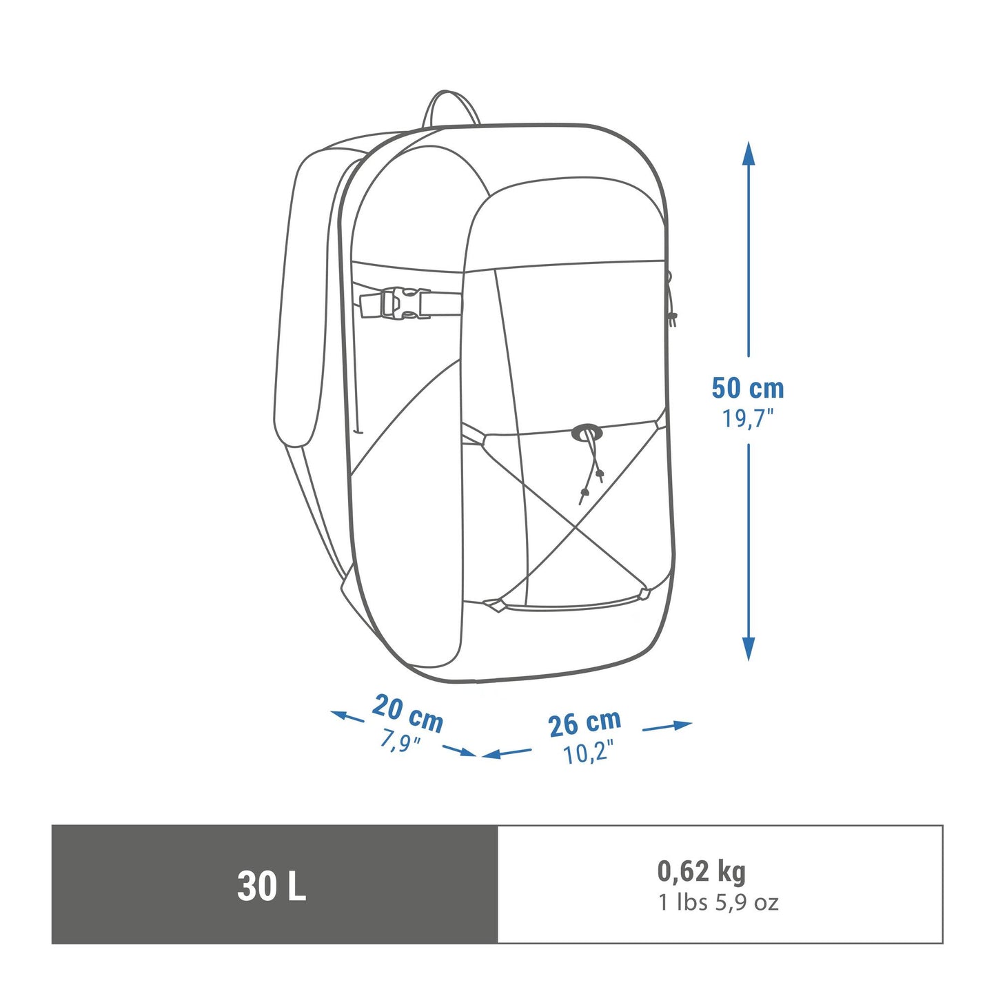 Quechua NH100 Arpenaz 30 L Hiking Backpack