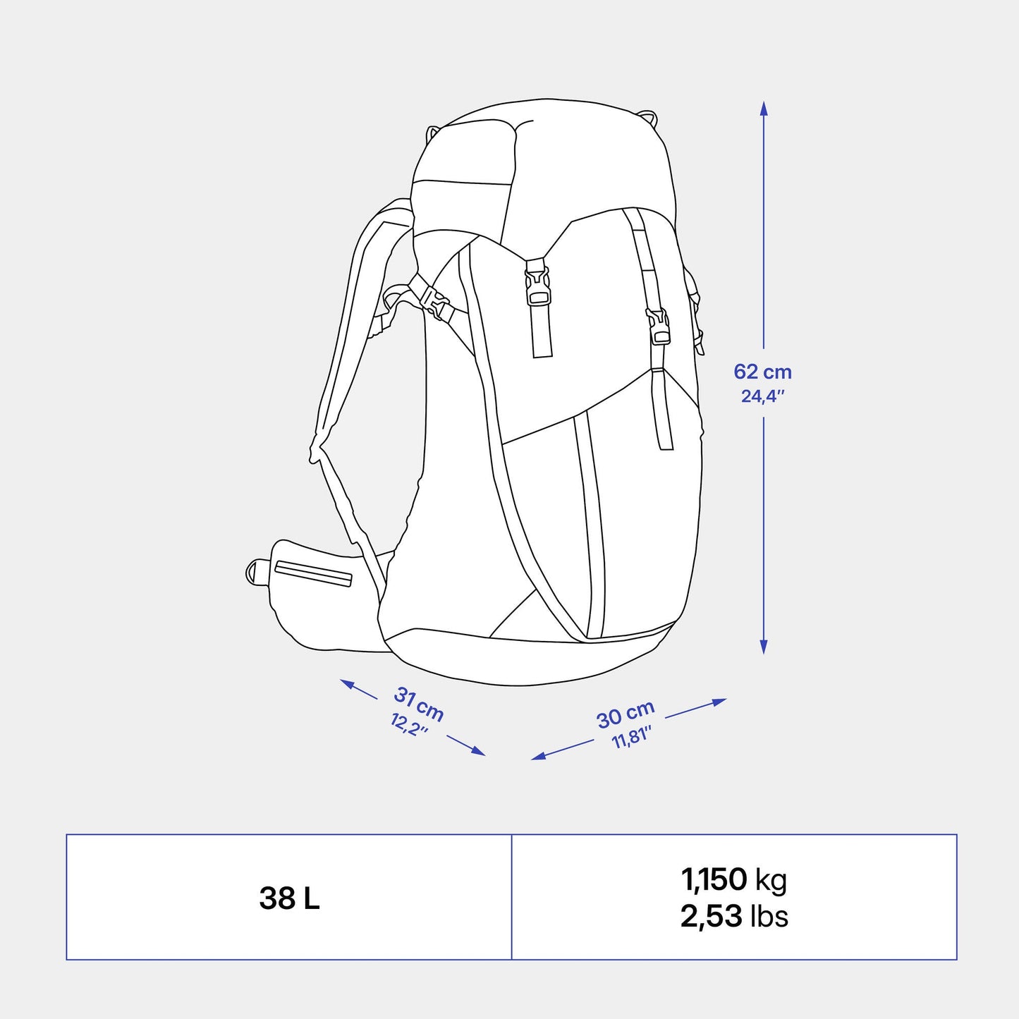 Quechua MH500 38 L Hiking Backpack